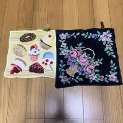 FEILER デザートと花の刺繍ハンカチ2枚セット