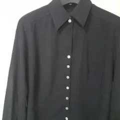 黒　長袖　シャツ　シルバーボタン　11号