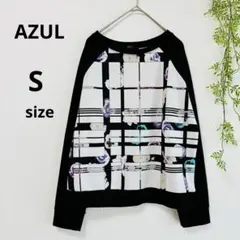 【AZUL】 長袖 トップス 花柄 黒 ブラックチェック柄 Ssizeのサムネイル