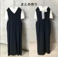 【美品】まとめ売り　サロペット　シースルートップス　リボン　オールインワン　黒