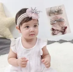 3点セット☆ ベビベビーヘアバンド　髪飾り　リボン　クラウン　セレモニードレス