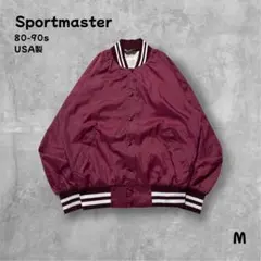 USA製SportmasterナイロンスタジャンMバーガンディ無地リブライン短丈のサムネイル