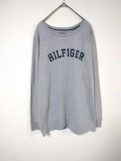 トミーヒルフィガー　ロンT　長袖カットソー　メンズL　ラグラン　グレー　綿