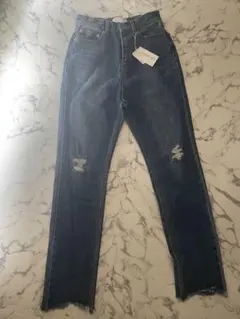 MIRROR9 ハイウエスト ダメージデニム