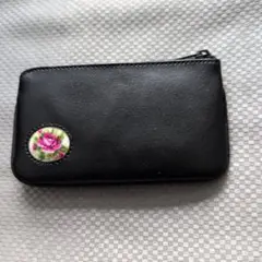 プチポワン　ブラックレザーコインケース　久家道子