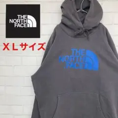 【レアカラー】ノースフェイス　ビッグプリントロゴ入り裏起毛パーカー