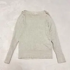 ロペピクニック◇リブニット 金ボタン ラメ素材 セーター ボートネック 38