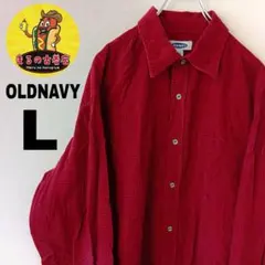 USA古着 OLDNAVY　ネルシャツL　レッドブラック　チェック