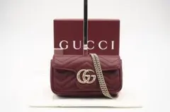 GUCCI ショルダーバッグ GGマーモント キルティング スーパーミニバッグ
