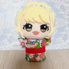 ちびぐるみ ぬい服 10cm 和柄着物風帯付き　緑色