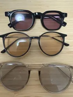 サングラス　カラーグラス　メガネ　3点セット