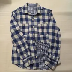 DOUBLEb: 青と白のチェック柄ガーゼ長袖シャツ 150