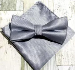 蝶ネクタイ　シルバー　メンズ　結婚式　お色直し　披露宴　新郎新婦　ドット水玉