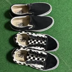 Vans チェック柄スリッポン ブラック/ホワイト　2足セット