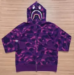 ☆激レア APE パープル カモ シャークパーカー 紫 L パーカー kaws
