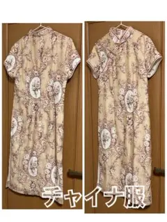 【送料込み】チャイナドレス　薔薇　花柄　レトロ　L