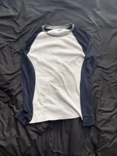 ホワイト ネイビー ラグランTシャツ old navy