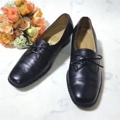 銀座ヨシノヤ パンプス レースアップ レザー クレープソール 黒 22.5cmのサムネイル