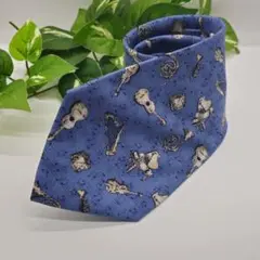 メンズ　ネクタイ　総柄　楽器　音符　青