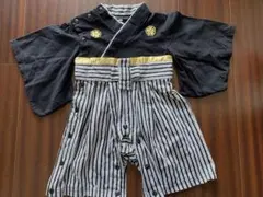 着物スタイル ベビー服 80cm 黒とストライプ：ロンパース：初節句：男の子