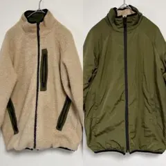 アダムエロペ　アウター　リバーシブル　ボア　カーキ　XS ジャケット　無地
