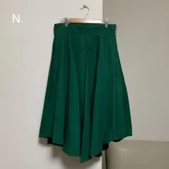 膝下 ロング　ミディアム　スカート　グリーン