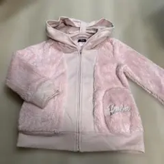 【美品】Barbie 裏起毛もこもこフリースパーカー ピンク130サイズ
