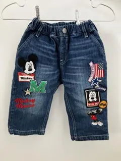 ディズニー　ミッキー　刺繍デニムパンツ