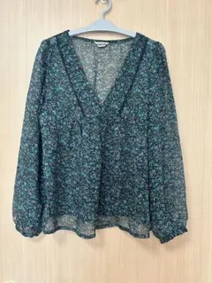 【美品】Saburoku 花柄シフォンブラウス 長袖 Vネックのサムネイル