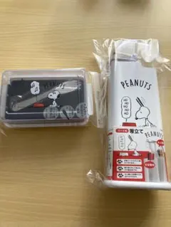 スヌーピー フード式箸立て&カッティングガイド付きバターケース　2点セット