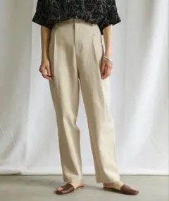2021 SS リネンシングルタックテーパードパンツ