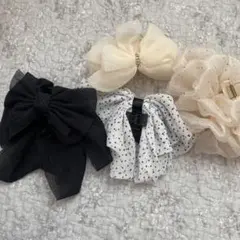 ヘアアクセサリー 4点セット リボン シュシュ