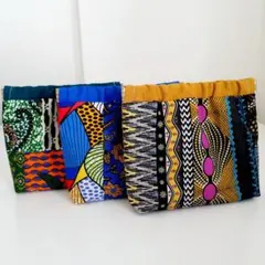 アフリカン　バネポーチ　3点セット　ハンドメイド　ポーチ　アフリカ　布