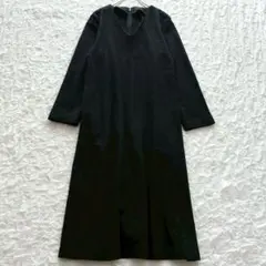 23区 ウールロングフレアワンピース 46 大きいサイズ 日本製 Vネック