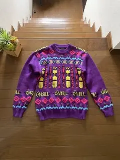 O'NELL オニール♡総柄 セーター　ニット　ヴィンテージ　古着　昭和　レトロのサムネイル