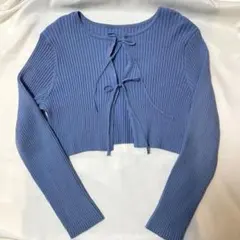 mystic ラメリボンカーディガン ブルー freesize