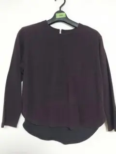 長袖 トップス　シャツブラウス　ダークパープル　 M〜L 高品質　060
