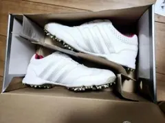 『美品』adidas ゴルフシューズ 24.5 cmホワイト/ピンク