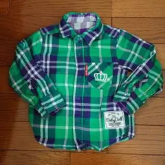 ベビードール BABYDOLL チェックシャツ リバーシブル 90cm
