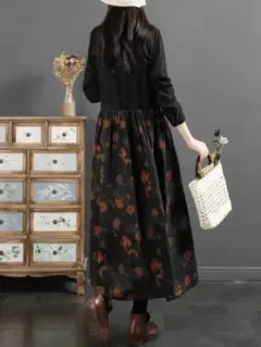 大きめ　　花柄ワンピース　2XL 森ガール