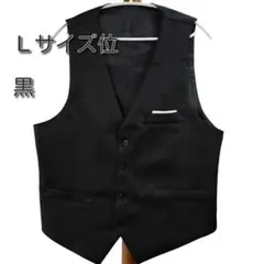 新品/匿名/メンズスーツベスト ジレ尾錠付 テーラード イベント ビジネスL位黒