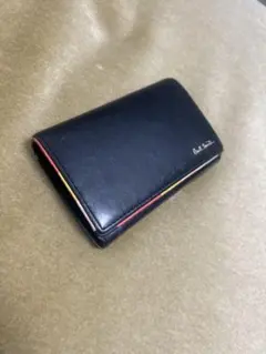 【極美品】Paul Smith マルチストライプ　名刺入れ　レザー　ブラック