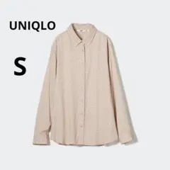 美品 UNIQLO S ベージュ とろみ感 ドットブラウス ドット柄 シャツ