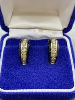 NINA RICCI フープイヤリング　ラインストーン　ヴィンテージゴールド