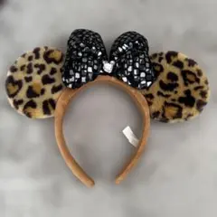 ディズニーヒョウ柄カチューシャ 黒リボン付き