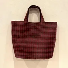 ハンドメイド　赤のギンガムチェック柄　トートバッグ