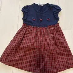 ファミリア ネイビー チェック柄 ワンピース