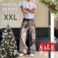 ウォッシュドデニム リアルツリー 2XL バギーパンツ ワイドパンツ カモフラ