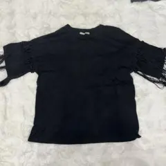 ZARA フリンジTシャツ ブラックのサムネイル