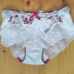 リサマリ 花柄 フレアショーツ レッド Lサイズ